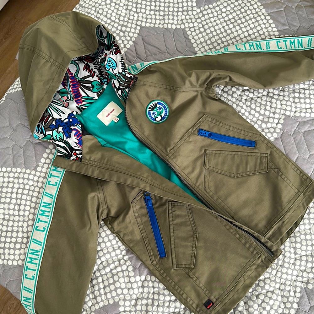 Catimini fun militar jacket,mid season,fully lined waterproof.Like new no signs
